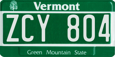 VT license plate ZCY804