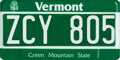 VT license plate ZCY805