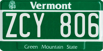 VT license plate ZCY806