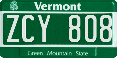 VT license plate ZCY808