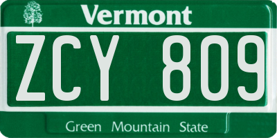 VT license plate ZCY809