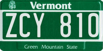 VT license plate ZCY810