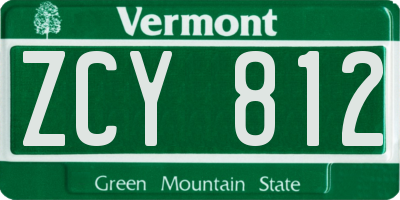 VT license plate ZCY812