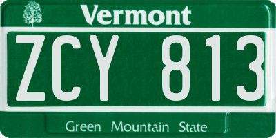 VT license plate ZCY813