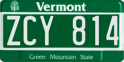 VT license plate ZCY814