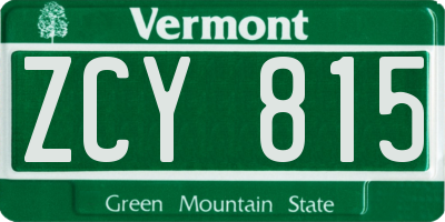 VT license plate ZCY815