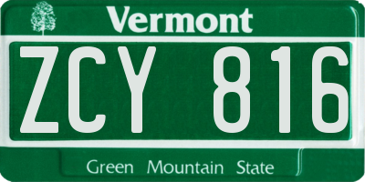 VT license plate ZCY816