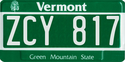 VT license plate ZCY817