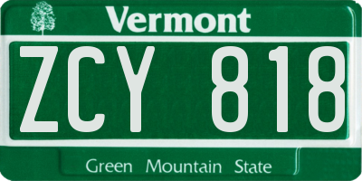 VT license plate ZCY818
