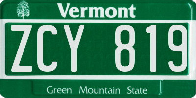 VT license plate ZCY819