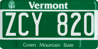 VT license plate ZCY820