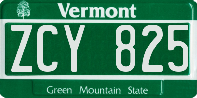 VT license plate ZCY825