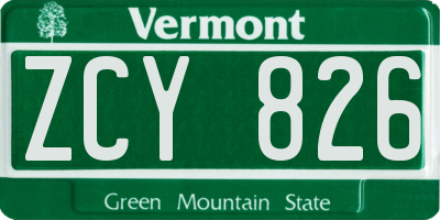 VT license plate ZCY826