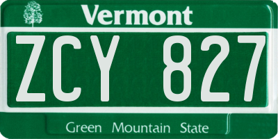 VT license plate ZCY827