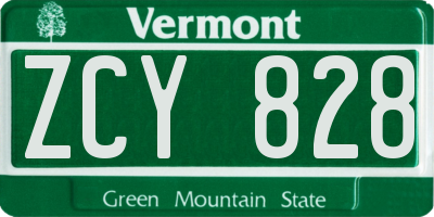 VT license plate ZCY828
