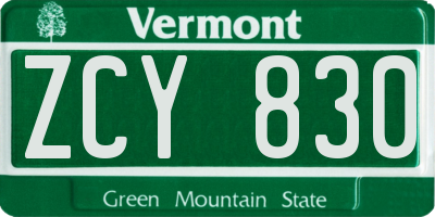 VT license plate ZCY830