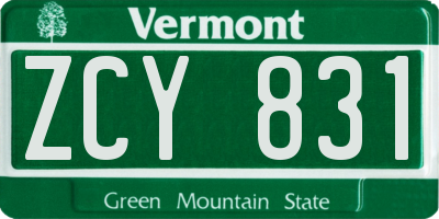 VT license plate ZCY831