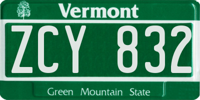 VT license plate ZCY832
