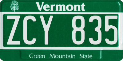 VT license plate ZCY835