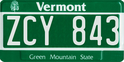VT license plate ZCY843