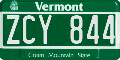 VT license plate ZCY844