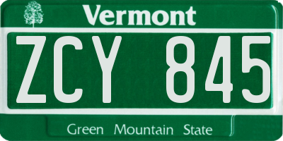 VT license plate ZCY845