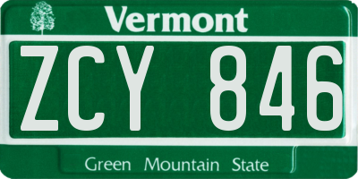 VT license plate ZCY846