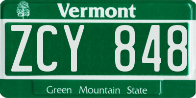 VT license plate ZCY848