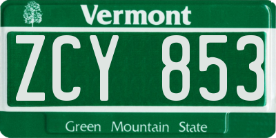 VT license plate ZCY853