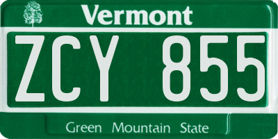 VT license plate ZCY855