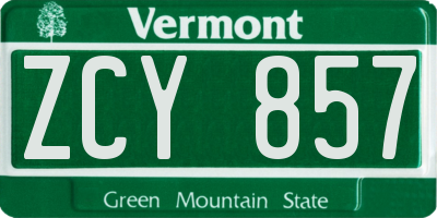 VT license plate ZCY857