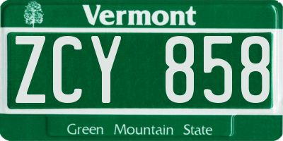 VT license plate ZCY858