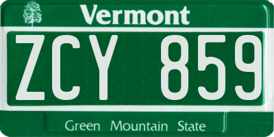 VT license plate ZCY859