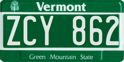 VT license plate ZCY862