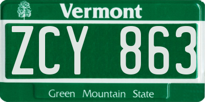 VT license plate ZCY863