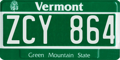 VT license plate ZCY864
