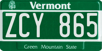 VT license plate ZCY865