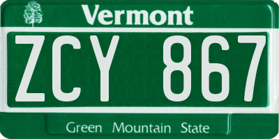 VT license plate ZCY867