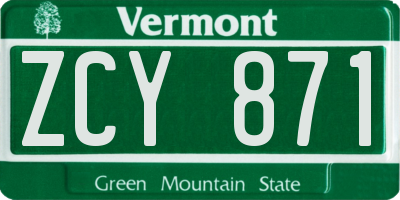 VT license plate ZCY871