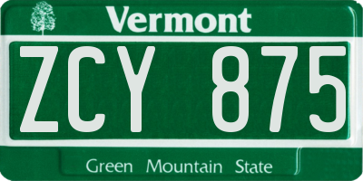 VT license plate ZCY875