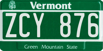 VT license plate ZCY876