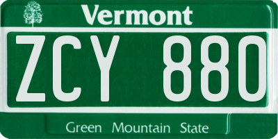 VT license plate ZCY880