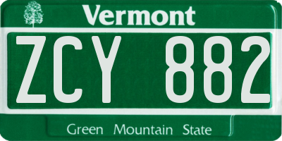 VT license plate ZCY882