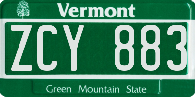 VT license plate ZCY883