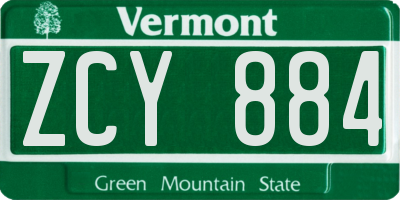 VT license plate ZCY884