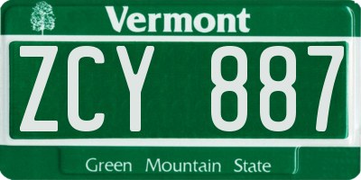 VT license plate ZCY887
