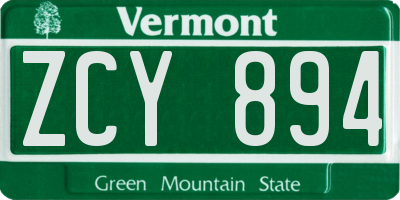 VT license plate ZCY894