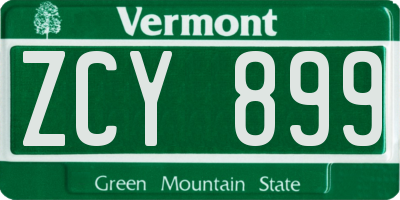 VT license plate ZCY899