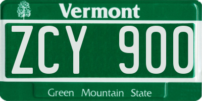 VT license plate ZCY900