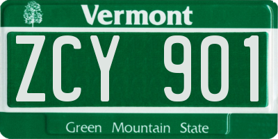 VT license plate ZCY901